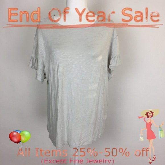 LOFT Tops - Women’s LOFT Flounce S/S Top, Lt. Gray, size XL